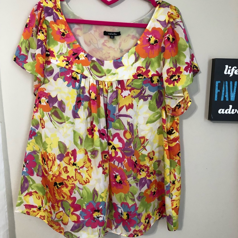 Rafaella Floral Babydoll Size XL Top  c0157
